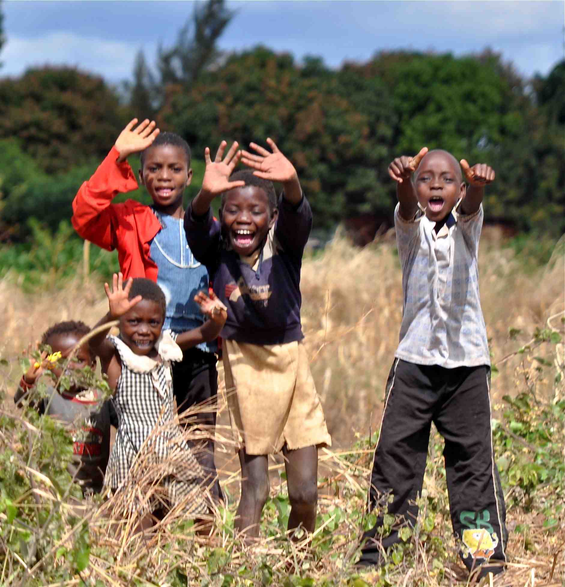 Waving children