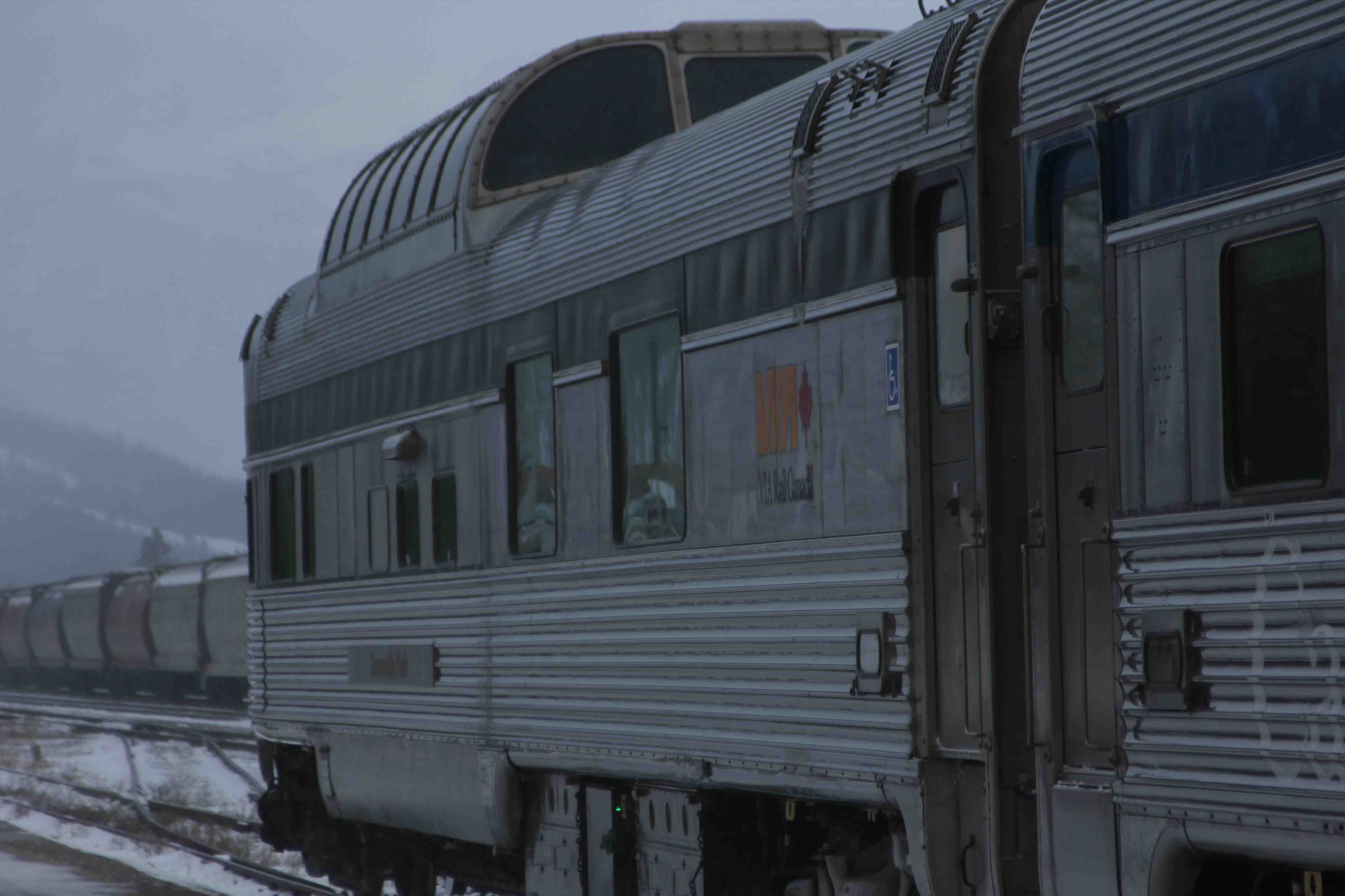 VIA Rail's "Canadian" trains feature stainless steel cars made by the Budd Company, Philadelphia, PA in 1955. Prestige Class marks the train's first major renovation. IRT Photo by Bruce Anderson